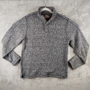 Faherty Quarter Zip Mens M Sweater Gray Marled Knit Mock Neck Pullover